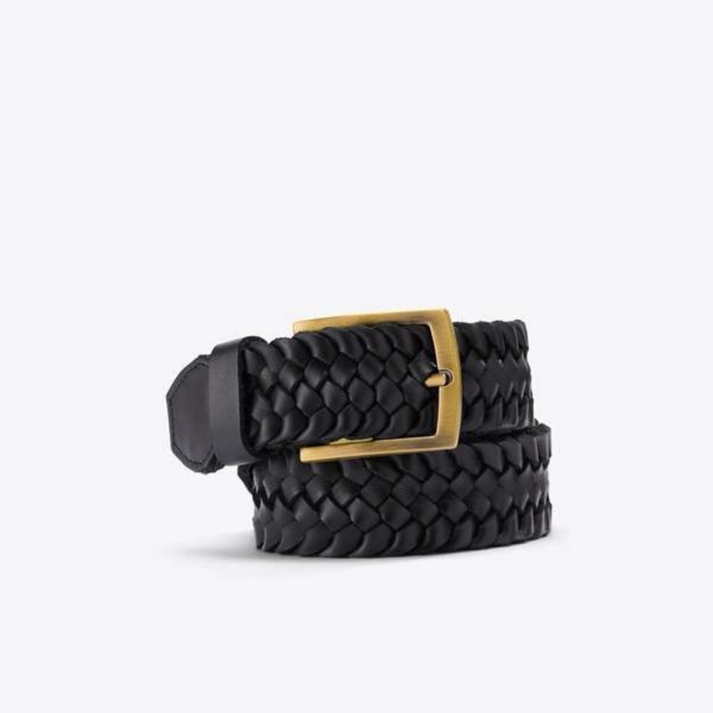 NISOLO MENS TEYO BRAIDED BLACK GOLD BELT NWT SIZE L
